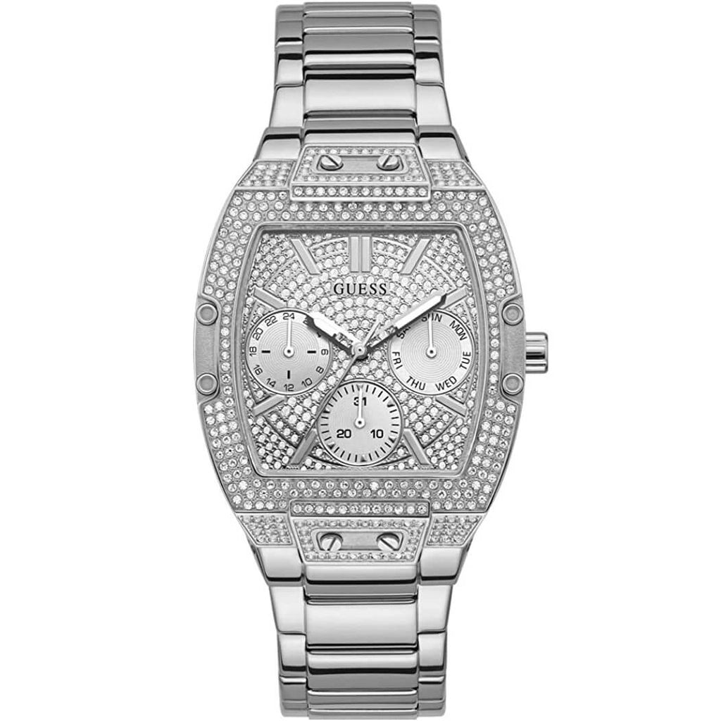 Guess Raven Diamonds Silver Dial Silver Steel Strap Watch for Women - GW0104L1