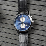 Hugo Boss Jet Blue Dial Black Leather Strap Watch for Men - 1513283