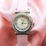 Versace V-Motif Silver Dial Pink Leather Strap Watch for Women - VERE00118