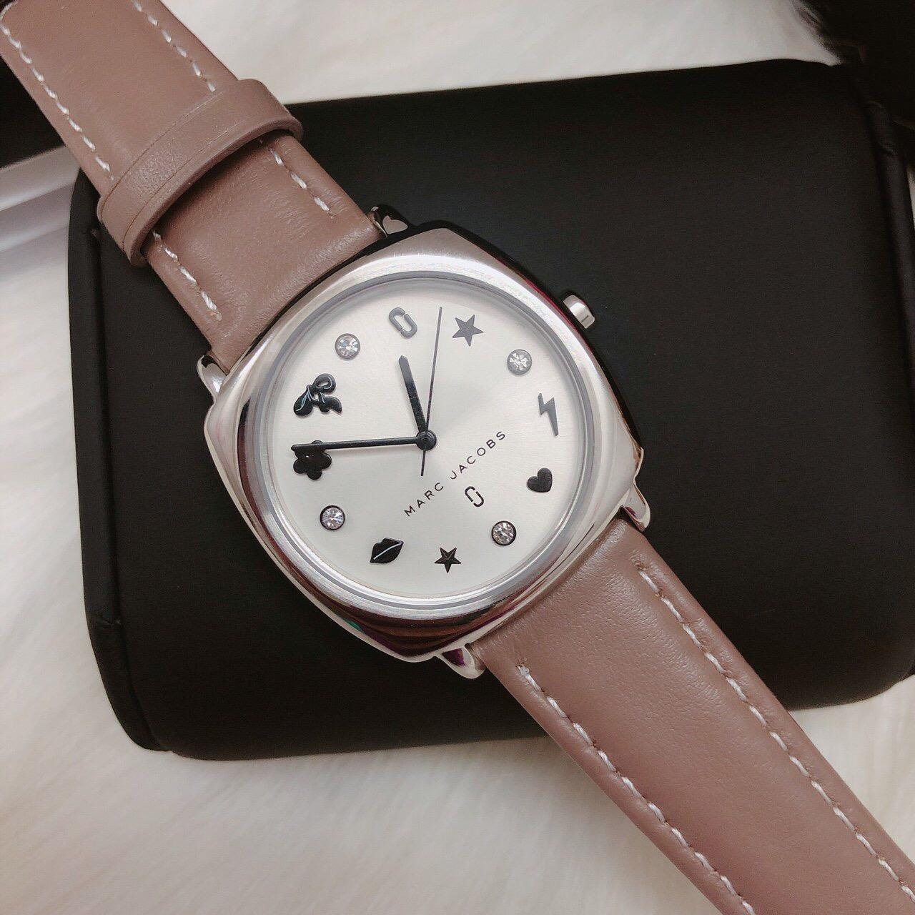 Marc Jacobs Mandy Silver Dial Brown Leather Strap Watch for Women - MJ1563
