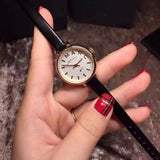 Marc Jacobs Sally White Dial Black Leather Strap Watch for Women - MBM1352