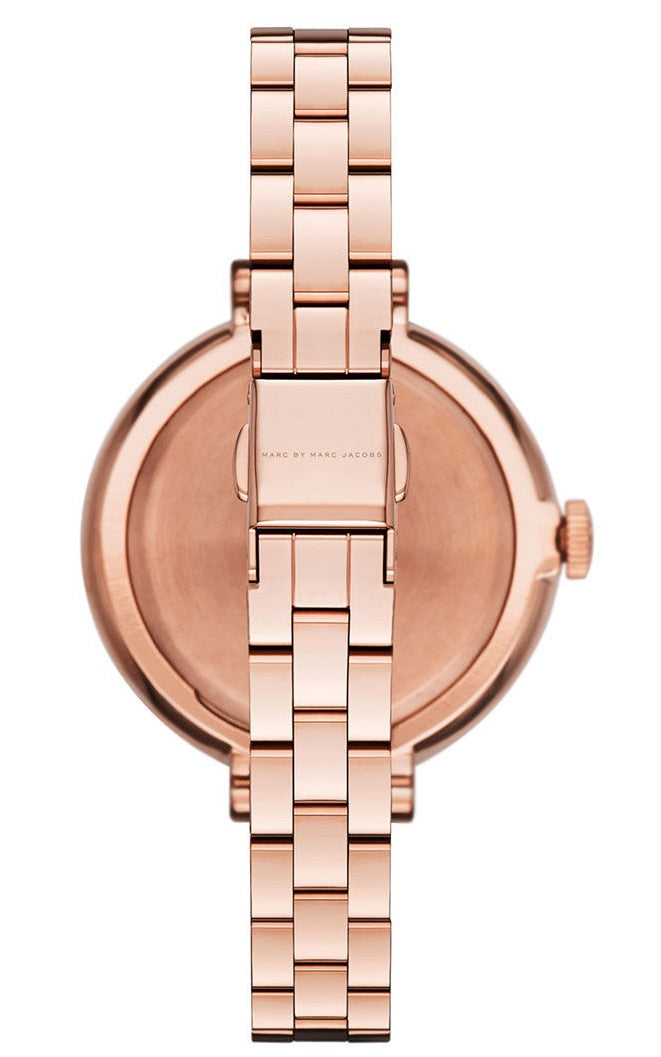 Marc Jacobs Sally White Dial Rose Gold Steel Strap Watch for Women - MBM8643