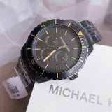 Michael Kors Cunningham Chronograph Black Dial Black Steel Strap Watch For Men - MK7157
