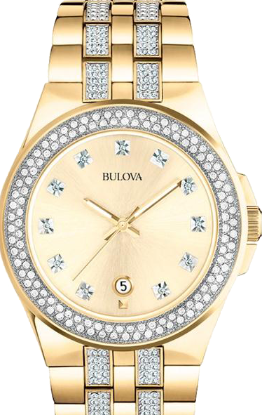 Bulova Crystal Collection Champagne Dial Two Tone Steel Strap Watch for Women - 98B174