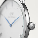 Daniel Wellington Dapper Bristol White Dial Brown Leather Strap Watch For Women - DW00100090