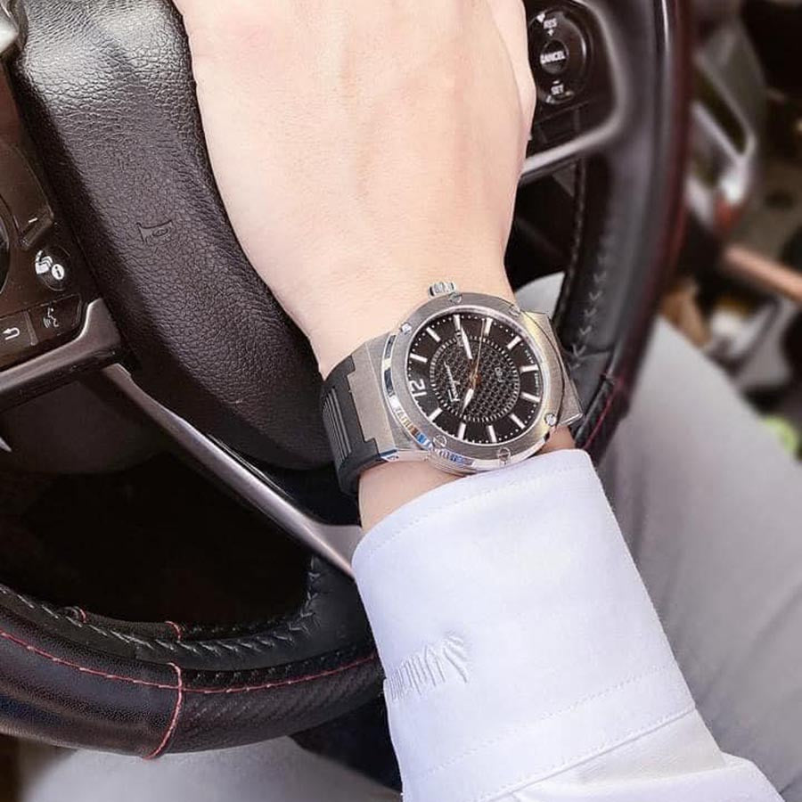 Salvatore Ferragamo F-80 Black Dial Black Rubber Strap Watch For Men - SFHY01322