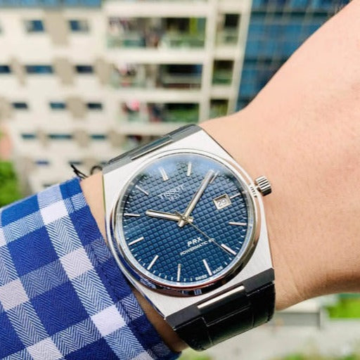 Tissot PRX Powermatic 80 Blue Dial Blue Leather Strap Watch for Men - T137.407.16.041.00