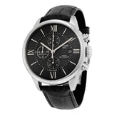 Tissot T Classic Chemin Des Tourelles Chronograph Black Dial Black Leather Strap Watch For Men - T099.427.16.058.00