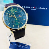 Tommy Hilfiger Hunter Green Dial Brown Leather Strap Watch for Men - 1791607