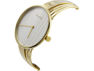 Calvin Klein Drift Silver Dial Gold Steel Strap Watch for Women - K6S2N516