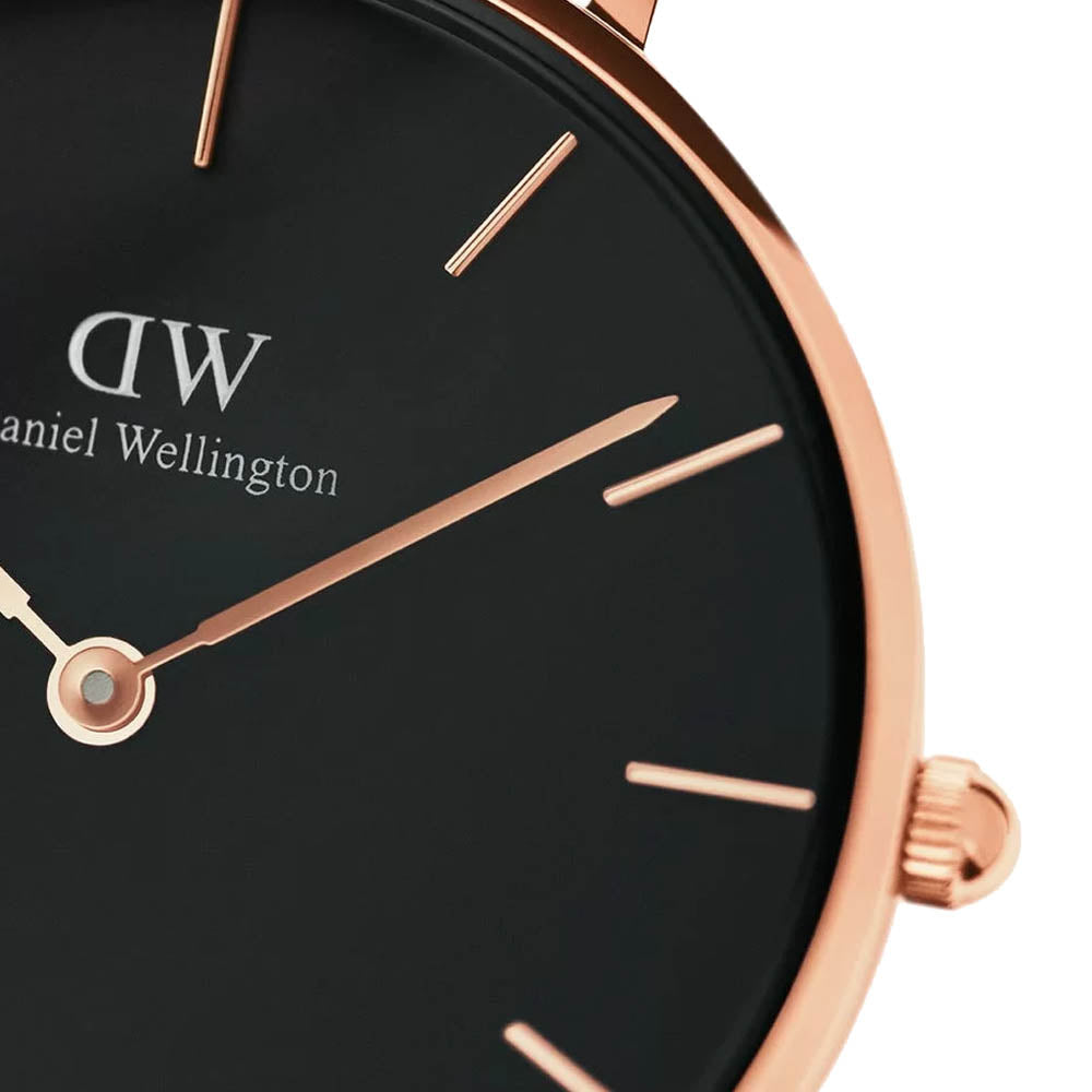 Daniel Wellington Classic Petite York Black Dial Brown Leather Strap Watch For Women - DW00100170