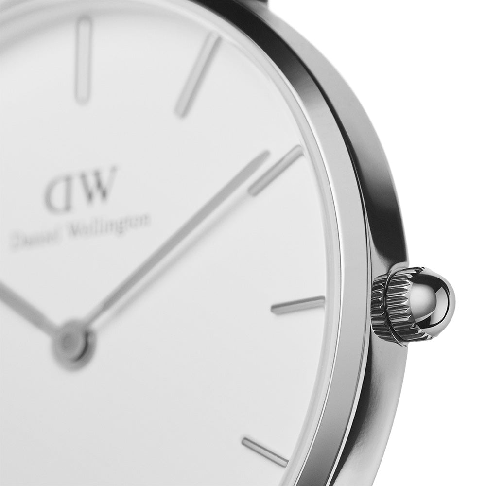 Daniel Wellington Classic Petite St Mawes White Dial Brown Leather Strap Watch For Women - DW00100187