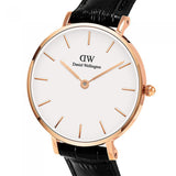 Daniel Wellington Classic Petite Reading White Dial Black Leather Strap Watch For Women - DW00100229