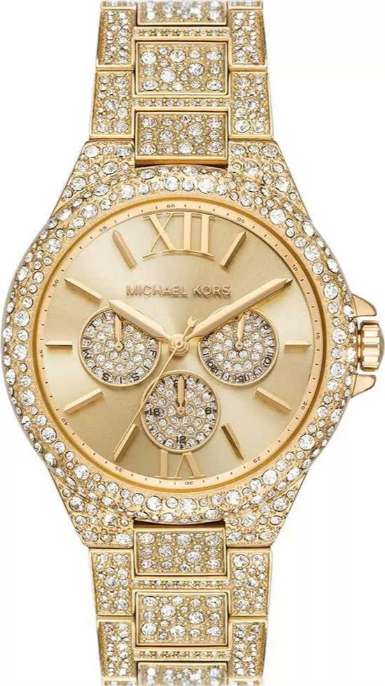 Michael Kors Camille Pavé Crystals Gold Dial Gold Steel Strap Watch for Women - MK6958