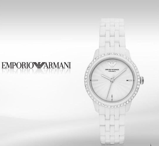 Emporio Armani Ceramic White Dial White Ceramic Bracelet Watch For Women - AR1477