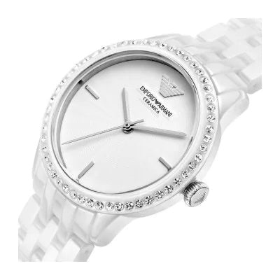 Emporio Armani Ceramic White Dial White Ceramic Bracelet Watch For Women - AR1477