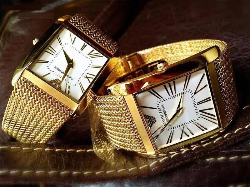 Emporio Armani Super Slim Quartz White DIal Gold Mesh Bracelet Watch For Women - AR2017