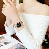 Gucci G Gucci Diamonds Black Dial Rose Gold Steel Strap Watch For Women - YA125409