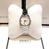 Gucci GG2570 Diamonds White Dial Silver Steel Strap Watch For Women - YA142506