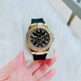 Guess Venus Diamonds Black Dial Black Rubber Strap Watch for Women - GW0118L1