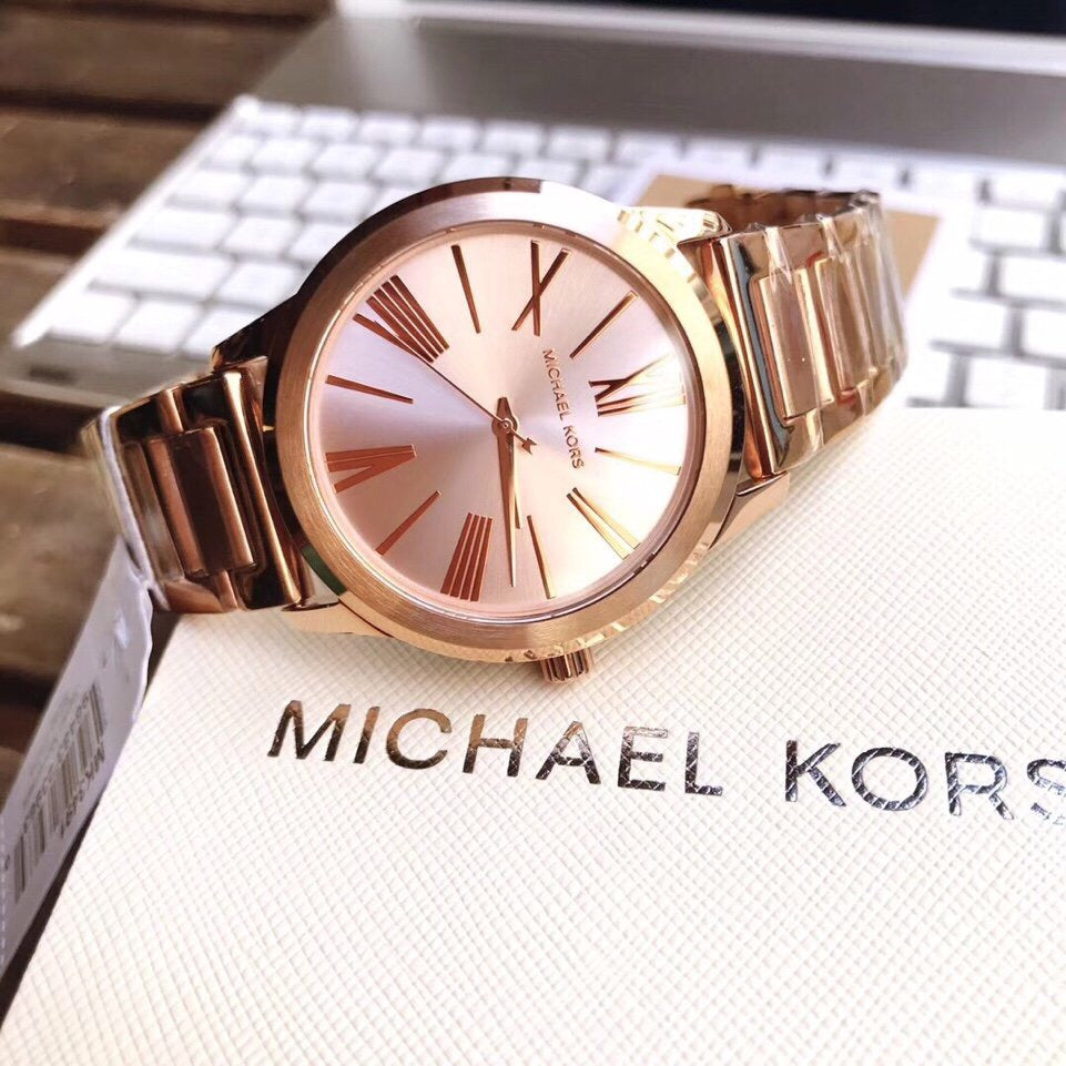 Michael Kors Hartman Rose Gold Dial Rose Gold Steel Strap Watch For Women - MK3491