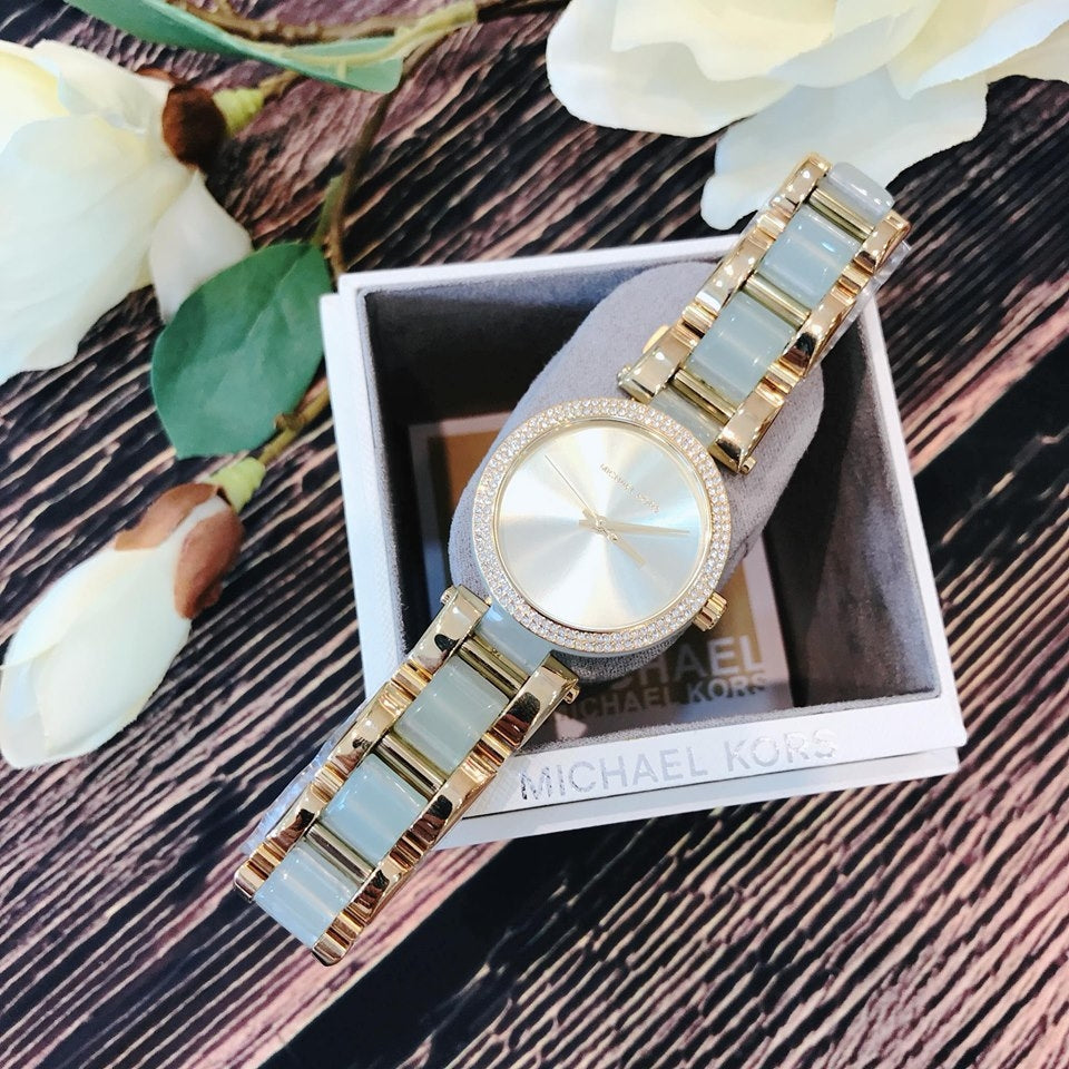 Michael Kors Delray Rose Gold Dial Two Tone Steel Strap Watch for Women - MK4317