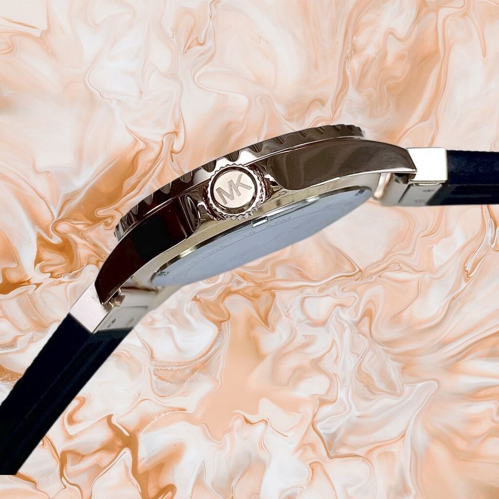 Michael Kors Everest Analog Rose Gold Dial Black Silicone Strap Watch For Women - MK7358