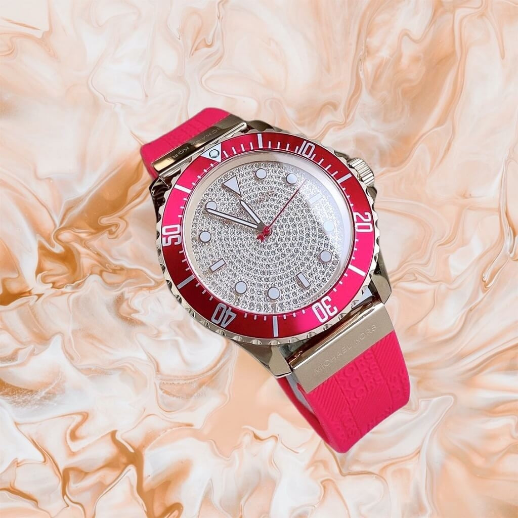 Michael Kors Everest Analog Rose Gold Dial Pink Silicone Strap Watch For Women - MK7359