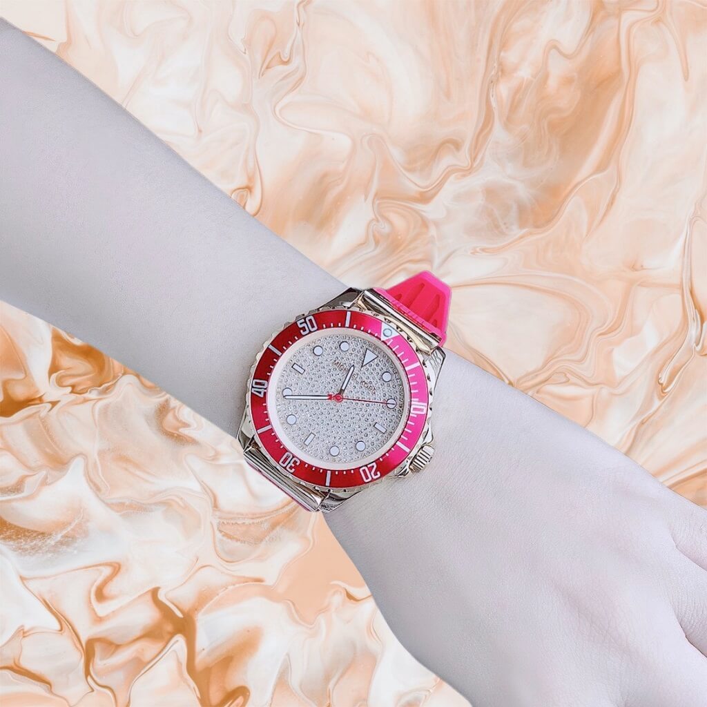 Michael Kors Everest Analog Rose Gold Dial Pink Silicone Strap Watch For Women - MK7359