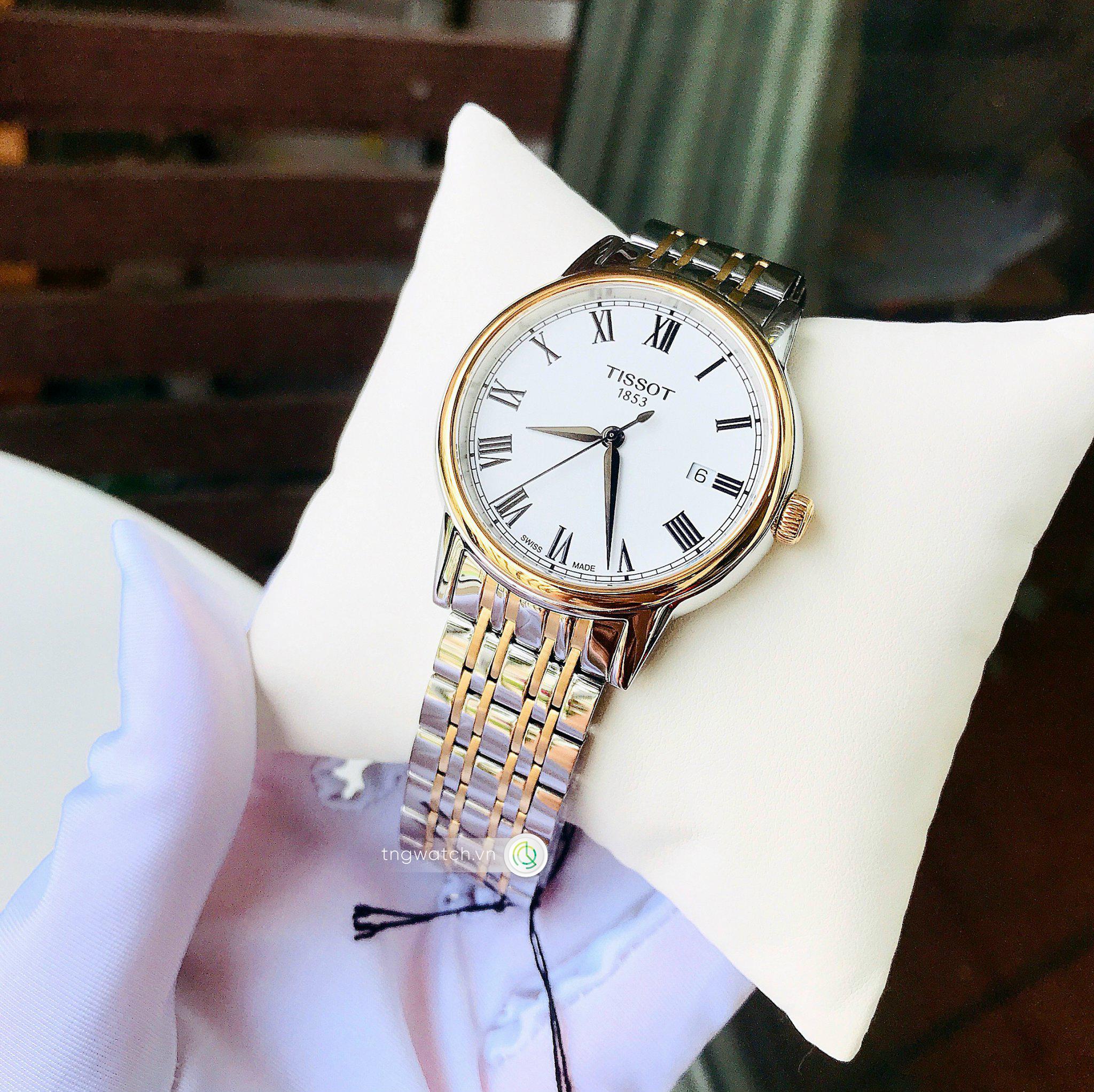 Tissot T Classic Carson Quartz White Dial Two Tone Steel Strap Watch for Men - T085.410.22.013.00