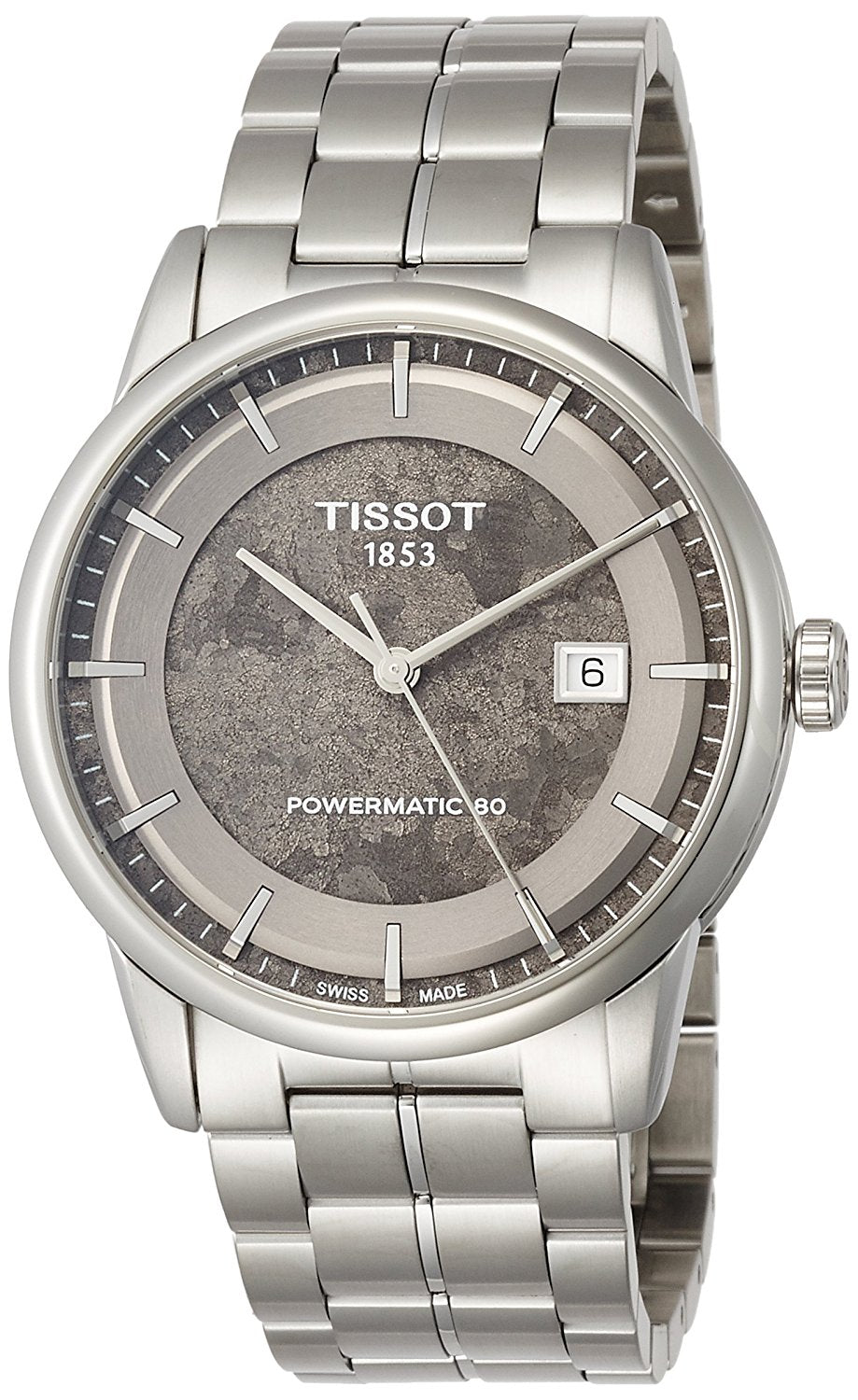Tissot Luxury Powermatic 80 Anthracite Grey Dial Silver Steel Strap Watch For Men - T086.407.11.061.10