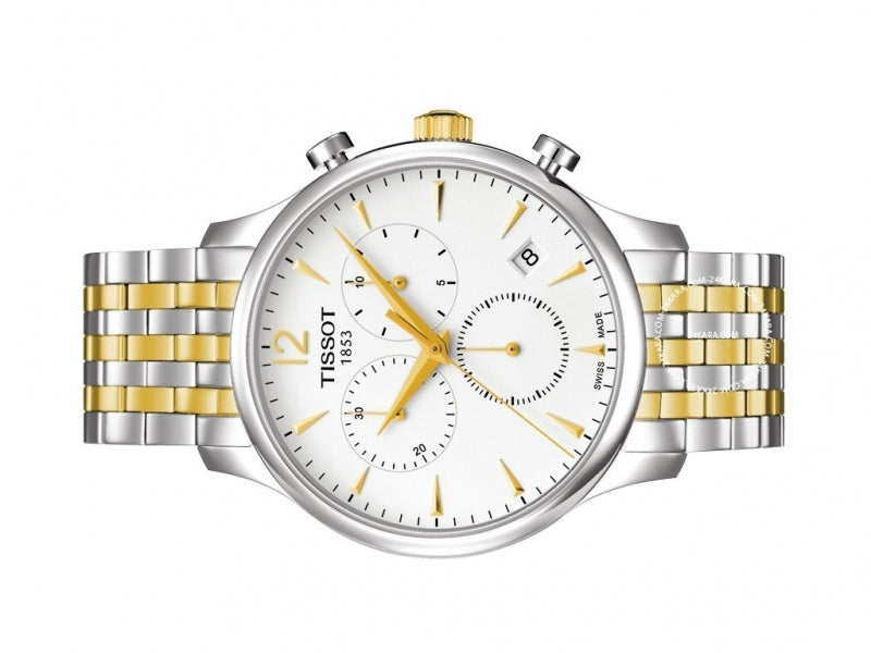 Tissot T Classic Tradition Chronograph White Dial Two Tone Steel Strap Watch For Men - T063.617.22.037.00