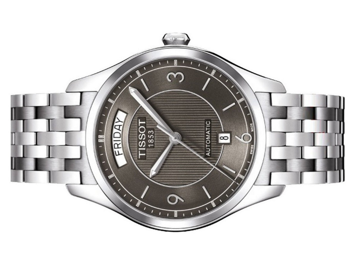 Tissot T Classic T One Automatic Grey Dial Silver Steel Strap Watch For Men - T038.430.11.067.00