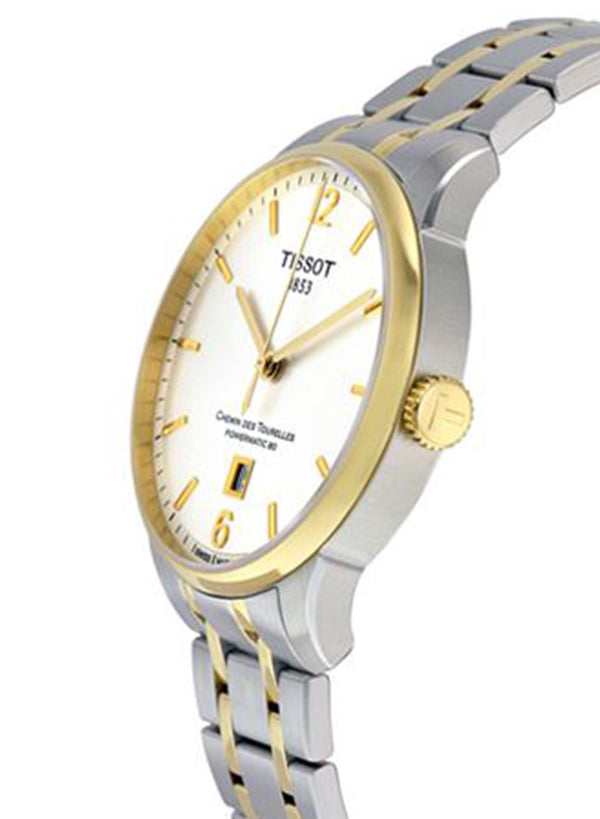 Tissot Chemin Des Tourelles Powermatic 80 Silver Dial Two Tone Steel Strap Watch For Men - T099.407.22.037.00