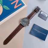 Tommy Hilfiger Aiden Quartz Black Dial Brown Leather Strap Watch for Men - 1791309