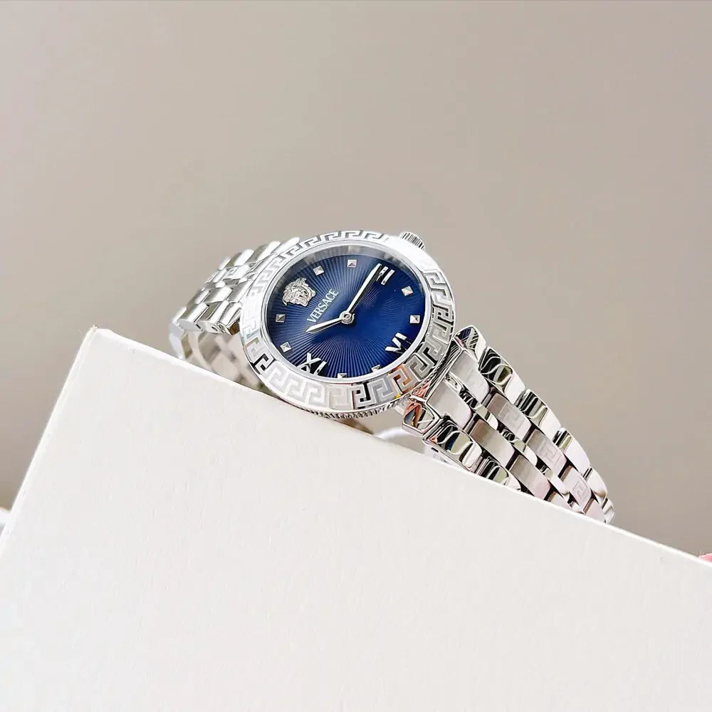Versace Daphnis Analog Blue Dial Silver Steel Strap Watch for Women - VEOCA0124