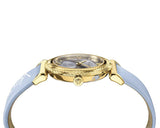 Versace V-Motif Grey Dial Blue Leather Strap Watch for Women - VERE00318