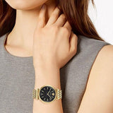 Versace V-Twist Black Dial Gold Mesh Bracelet Watch for Women - VELS00819