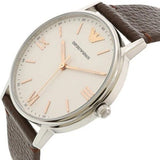 Emporio Armani Herren White Dial Brown Leather Strap Watch For Men - AR11103