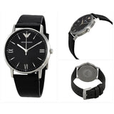 Emporio Armani Kappa Analog Quartz Black Dial Black Leather Strap Watch For Men - AR11013