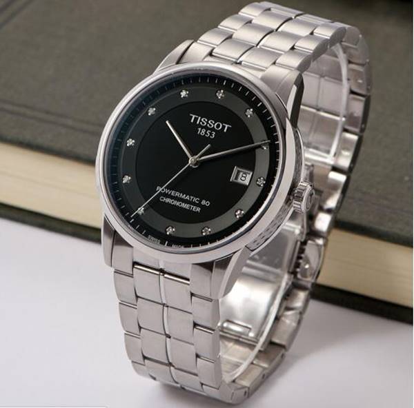 Tissot T Classic Luxury Powermatic 80 Black Dial Silver Steel Strap Watch For Men - T086.408.11.056.00
