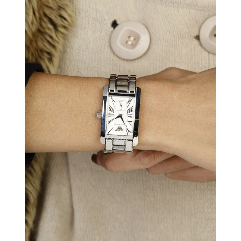 Emporio Armani White Dial Silver Stainless Steel Watch For Women - AR0146