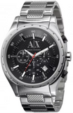Armani Exchange Miami Chronograph Black Dial Silver Steel Strap Watch For Men - AX1057