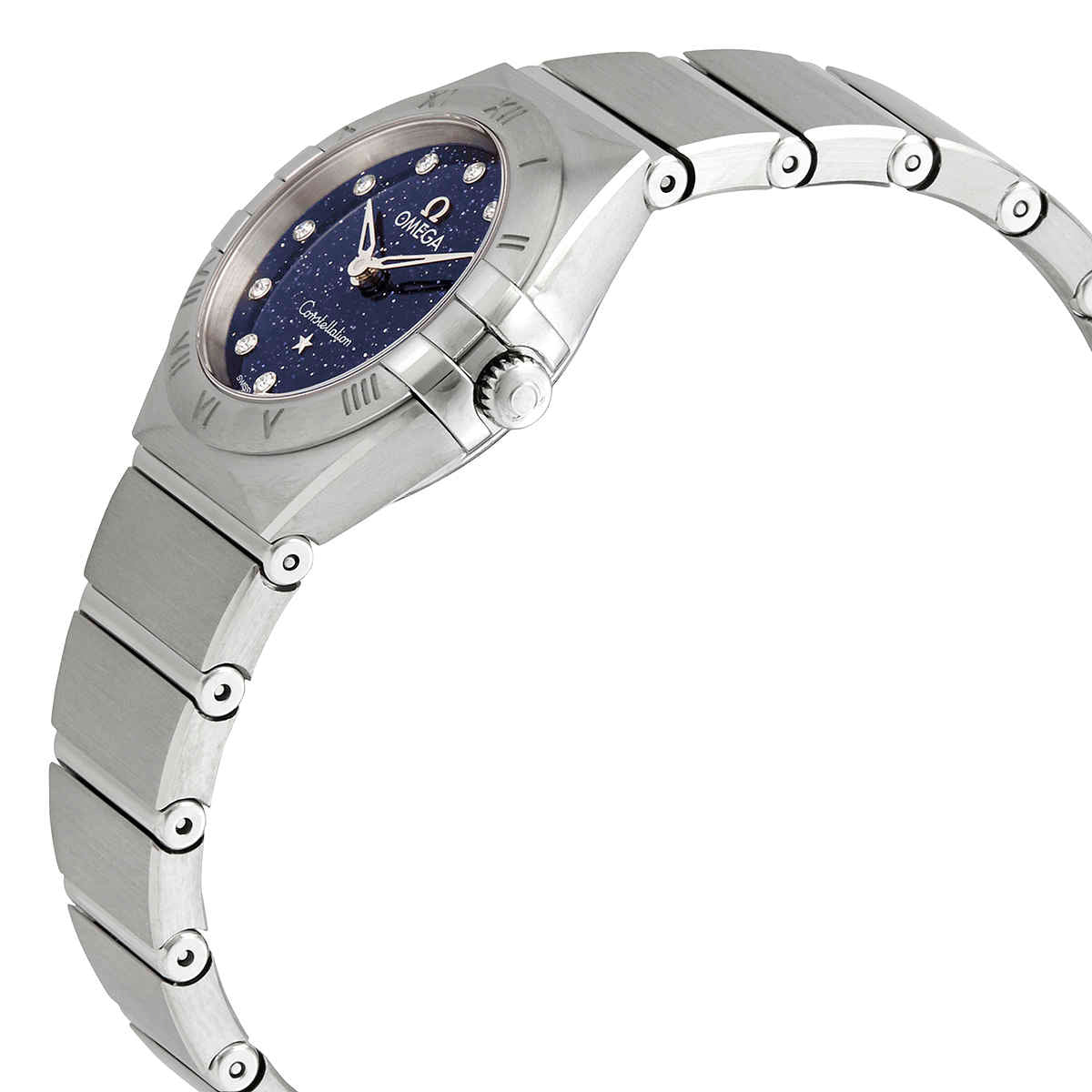 Omega Constellation Manhattan Quartz Diamonds Blue Dial Silver Steel Strap Watch for Women - 131.10.25.60.53.001