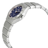 Omega Constellation Manhattan Quartz Diamonds Blue Dial Silver Steel Strap Watch for Women - 131.10.25.60.53.001