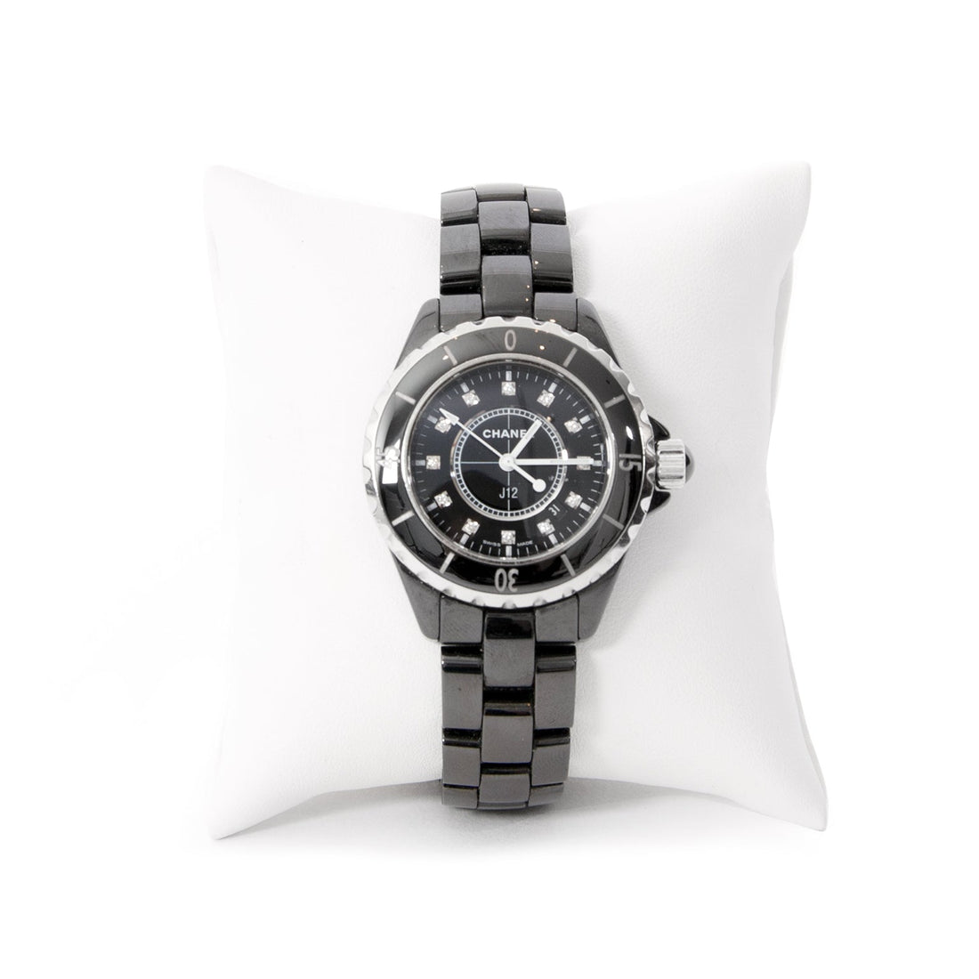Chanel J12 Quartz Diamonds Black Dial Black Steel Strap Watch for Women - J12 H1625