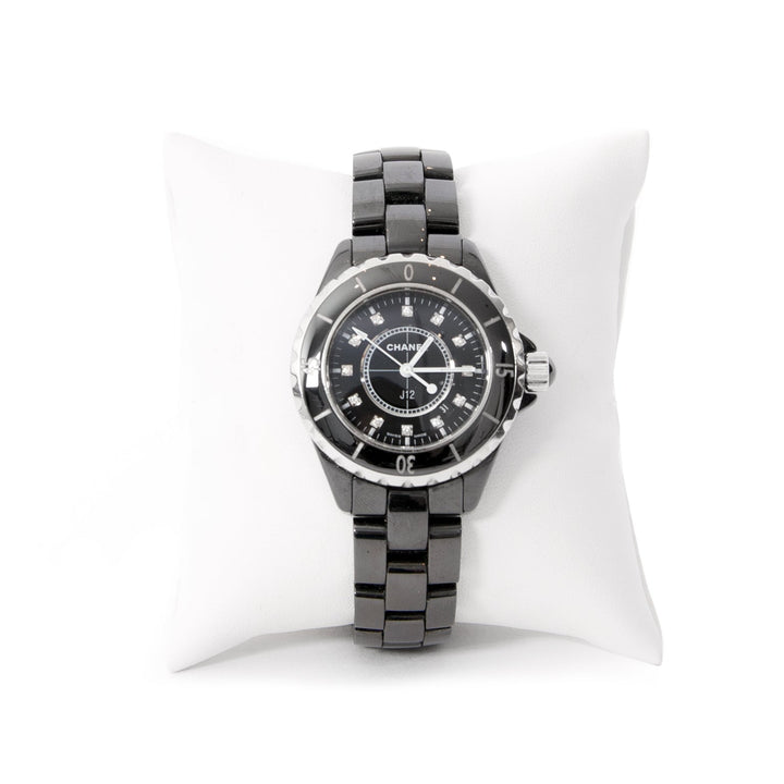 Chanel J12 Quartz Diamonds Black Dial Black Steel Strap Watch for Women - J12 H1625