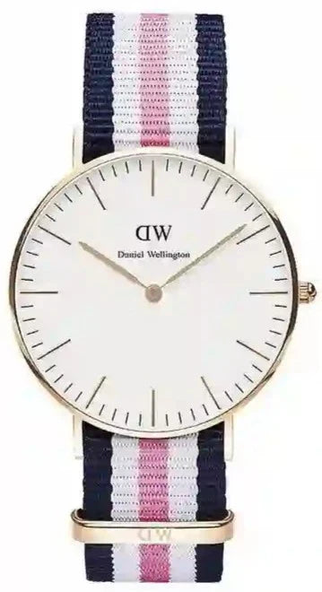 Daniel Wellington Classic South Hampton White Dial Two Tone Nylon Strap Watch For Women - DW00100034