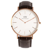 Daniel Wellington Classic York White Dial Brown Leather Strap Watch For Men - DW00100011