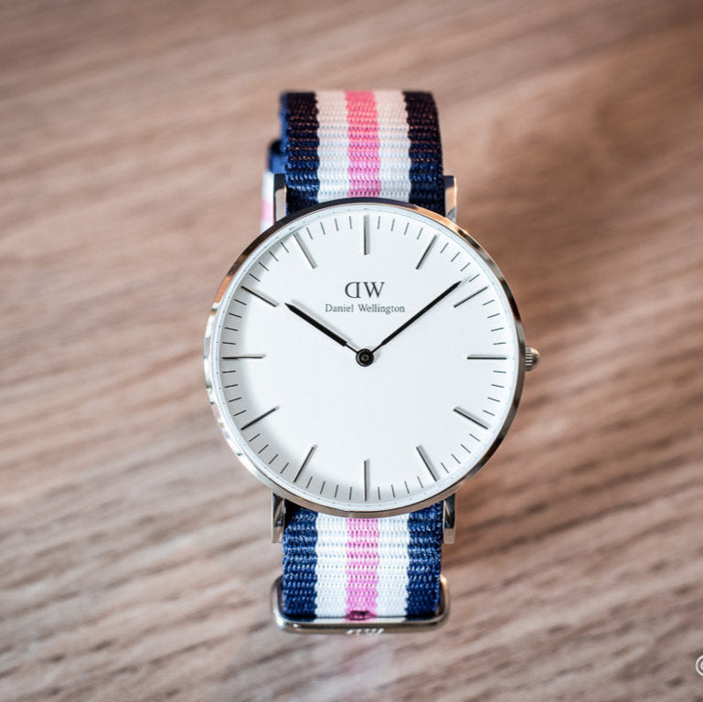 Daniel Wellington Classic Southampton White Dial Three Tone Nylon Strap Watch For Women - DW00100050